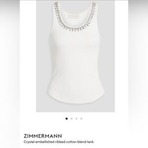 ZIMMERMANN Crystal-embellished ribbed cotton-blend tank Size 2 EUC